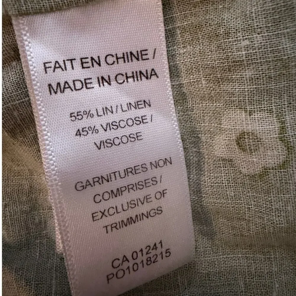 Twik Green Floral Linen Blend Button Front Dress Small - Picture 5 of 11